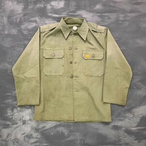 vintage us military button up shirt men‎ small green 1950s OG 107